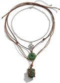 Green Stone Pendant Necklace Set
