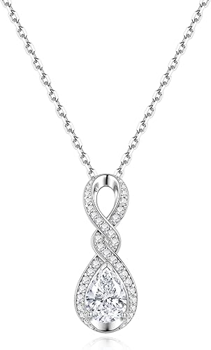 Women's Exquisite Sterling Silver Infinity Birthstone Necklace