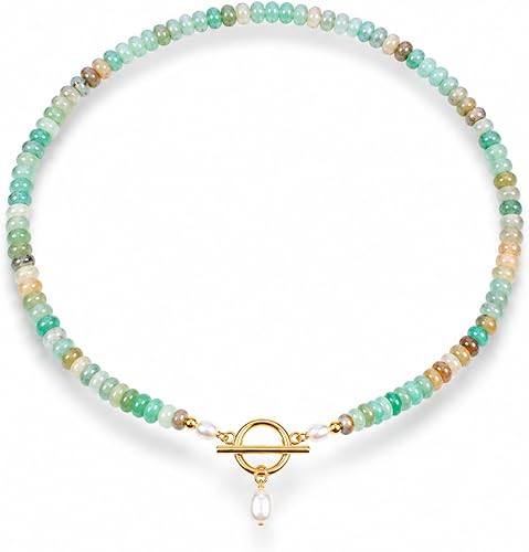 Handcrafted Women's Necklace: Natural Turquoise and Freshwater Pearl